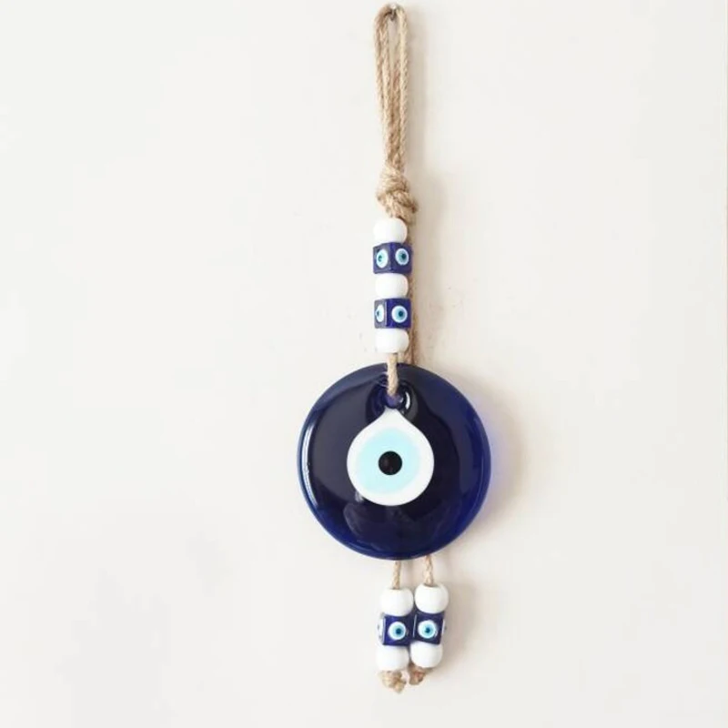Evil Eye Wall Hanging Lucky Eye Glass Evil Eye Gifts Turkish Eye Nazar House Protection Macrame Decor Rearview Mirror Pendant 3