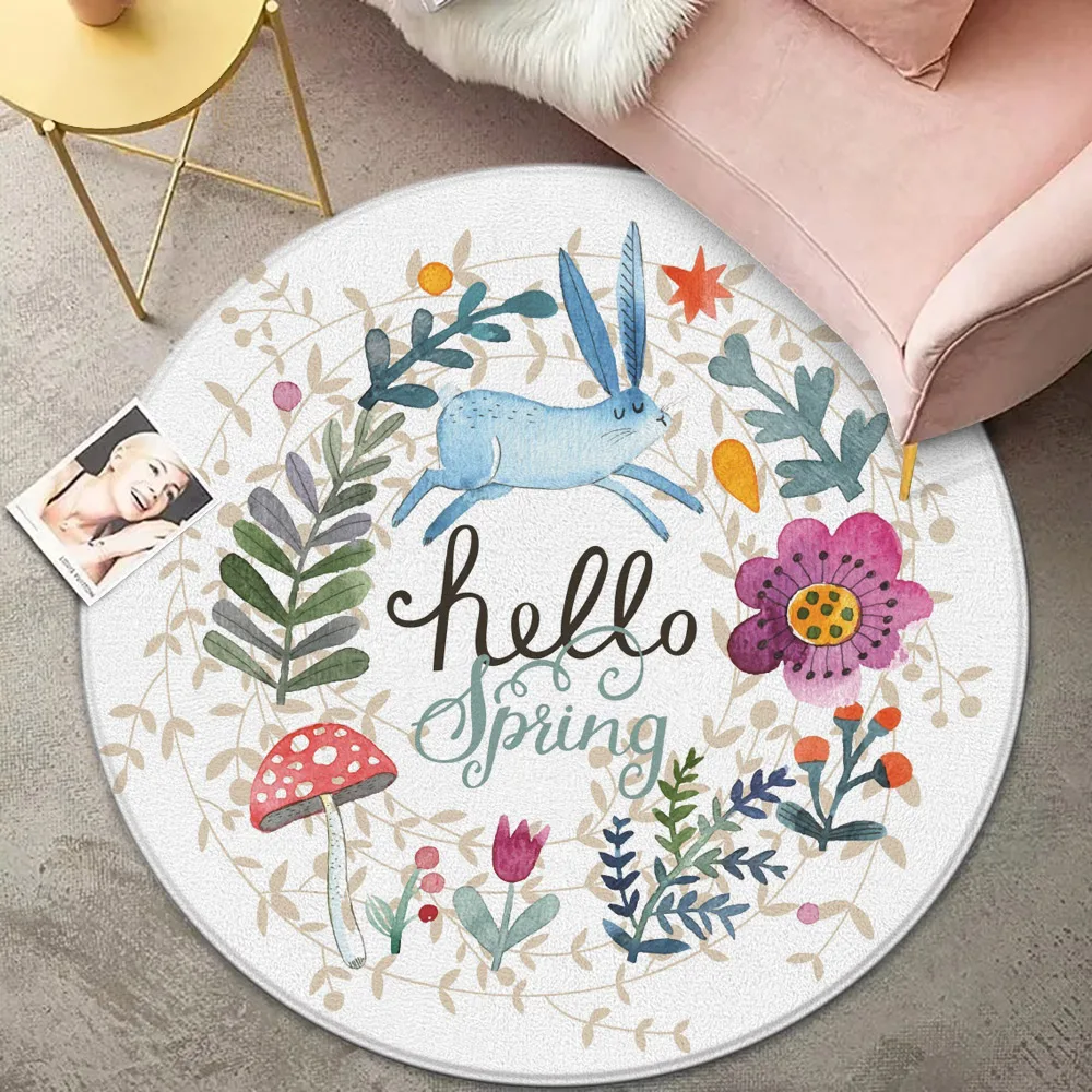 

Cute Cartoon Pattern Round Rug Colourful Print Bedroom Rug Home Rocking Chair Floor Cushion Washable Leisure Rug Home Decoration