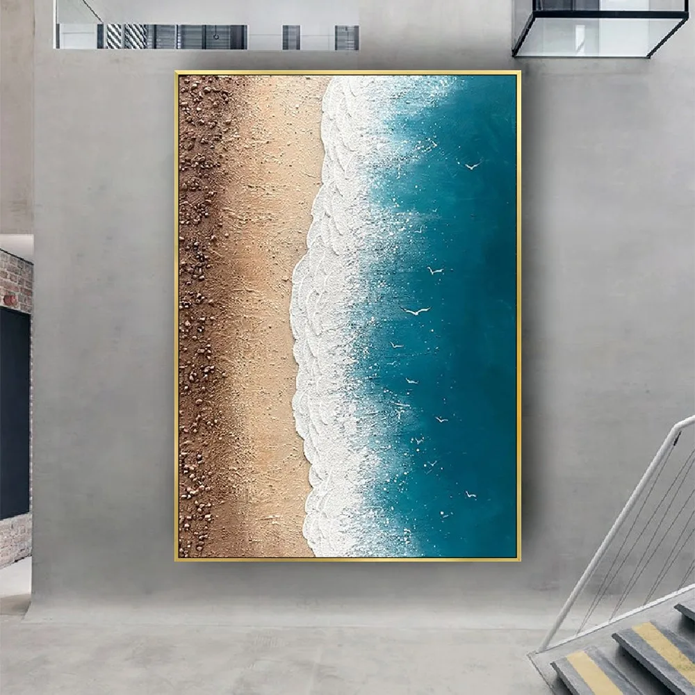 

Modern Hand Painted Abstract Blue Style Canvas oil Painting Nordic Wall Art Picture for Living Room Home Wall Decoration Cuadros