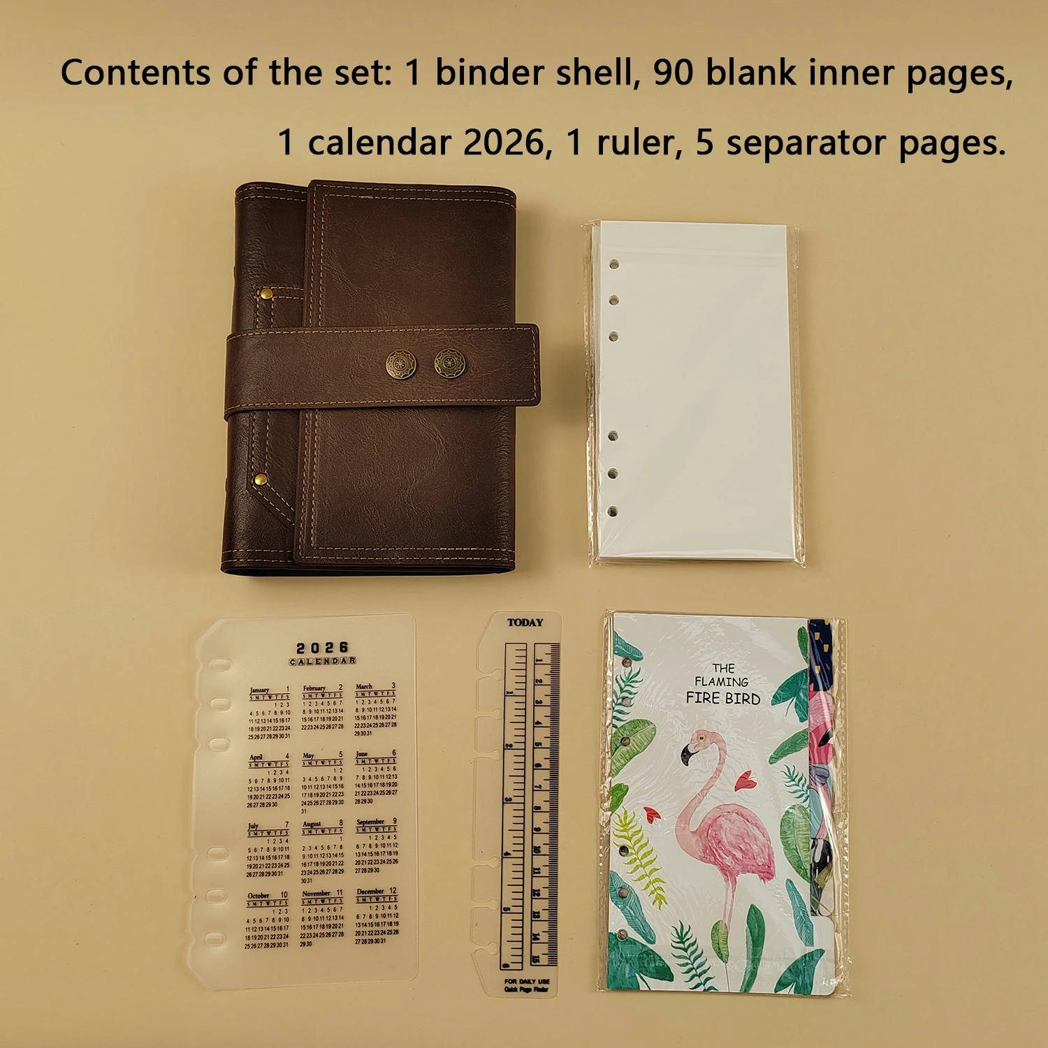 Vintage Brown A6 Tri-Fold PU Leather Planning and Organizer Notebook