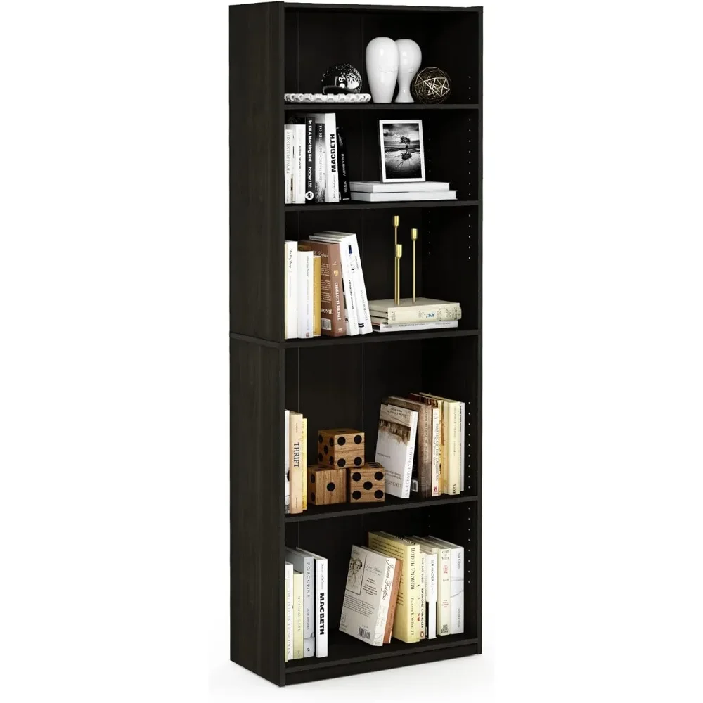 

FURINNO 5-Tier, Espresso Simply Home 5-Shelf Bookcase Cube Shelf Book Shelf Furniture