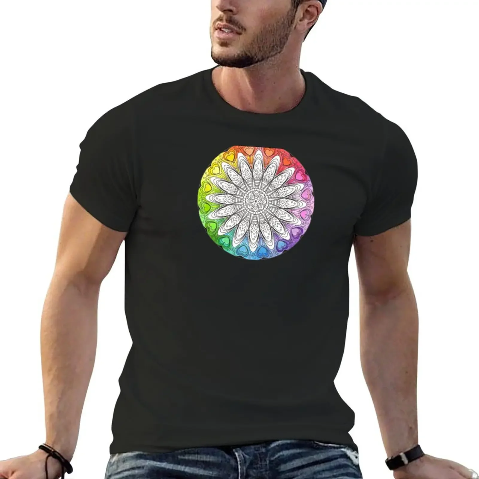 

Rainbow Coloured Hand drawn Design Mandala T-shirt cute tops cute clothes shirts graphic tees mens graphic t-shirts