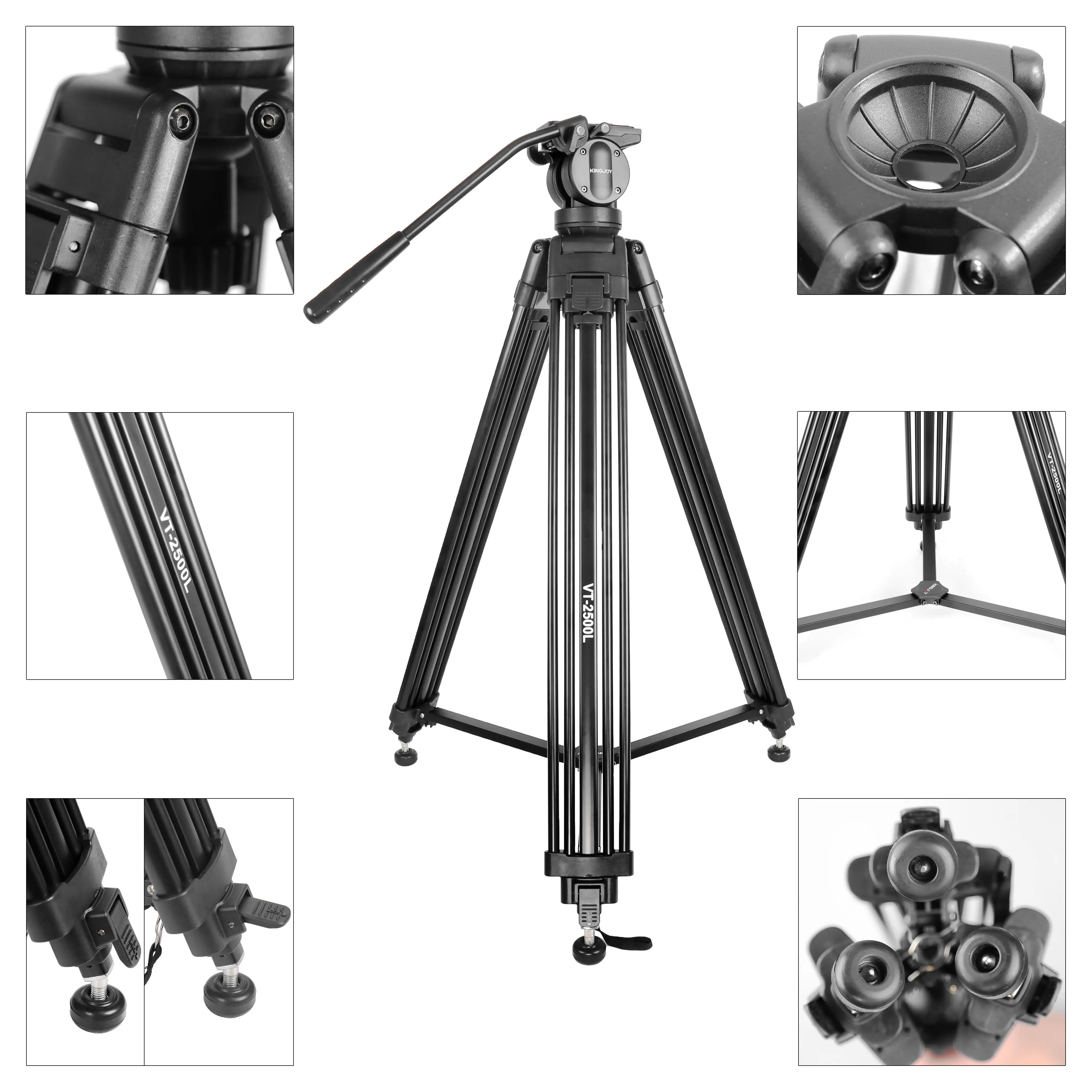 . VT2500 VT2500L 72 Inch Camera Tripod Professional Heavy Duty Aluminum Stand wi