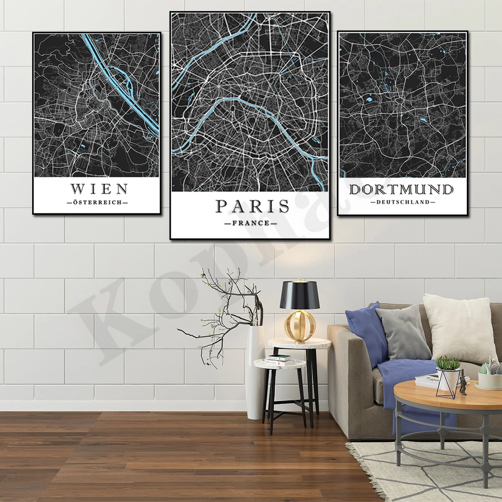 Poster Della Decorazione Della Parete Della Mappa Dei Colori Della Città Di Colonia Di Colonia Di Colonia Di Amburgo Parigi Vienna