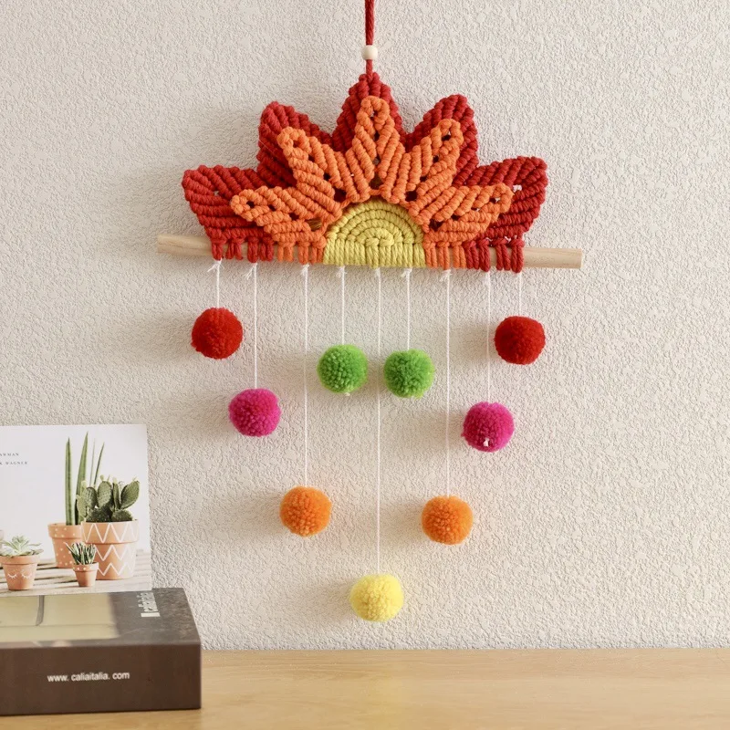 

1pc Rainbow Decoration Hanging Ornament Handmade Home Atmosphere Colorful Plush Ball Pendant Bedroom Wall Hanging Decora Crafts