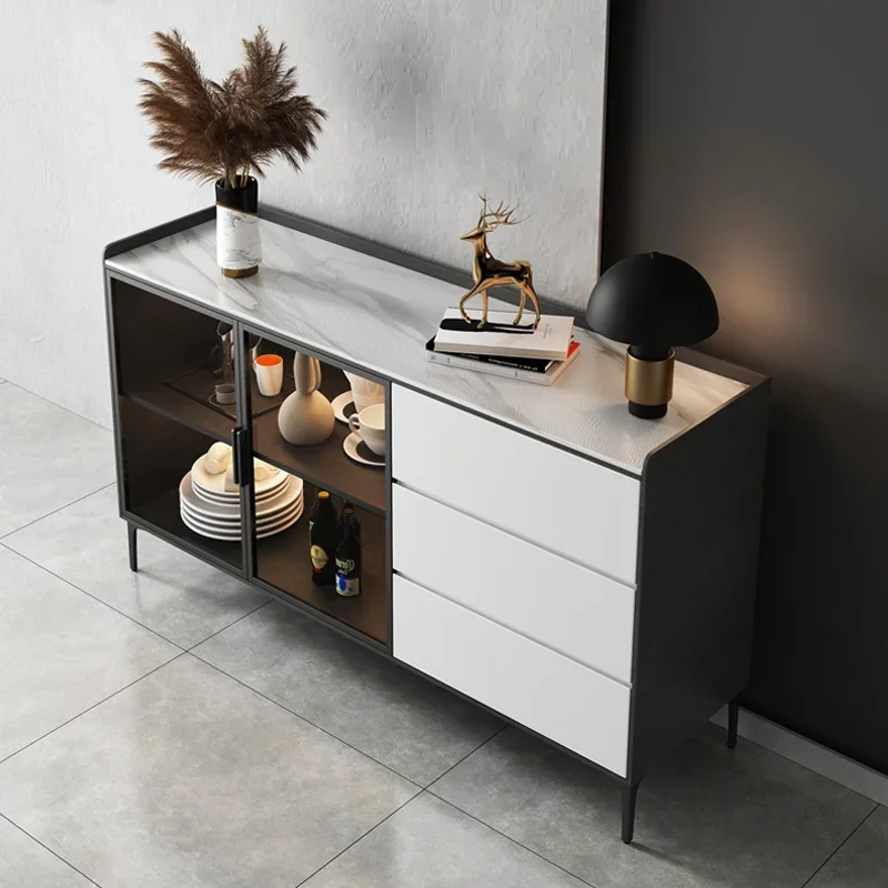 

Italian style rock plate dining side cabinet modern simple light luxury cabinet wall integrated wine cabinet Nordic entrance tea