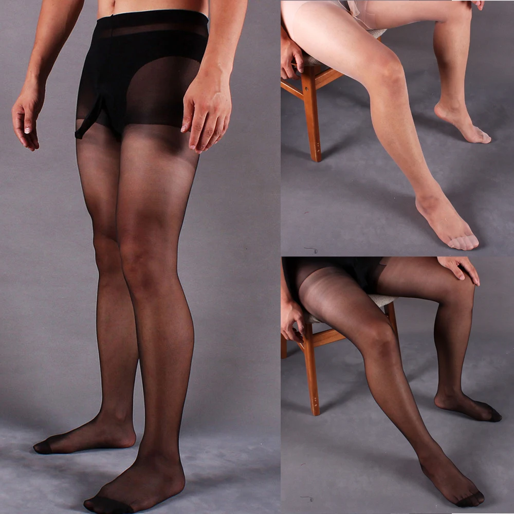 Mens Sexy See Through Pantyhose Super Elastic Glossy Stockings Ultra Thin Sheer Tights Convex Pouch Underwear Socks Hombre men stockings,mens pantyhose