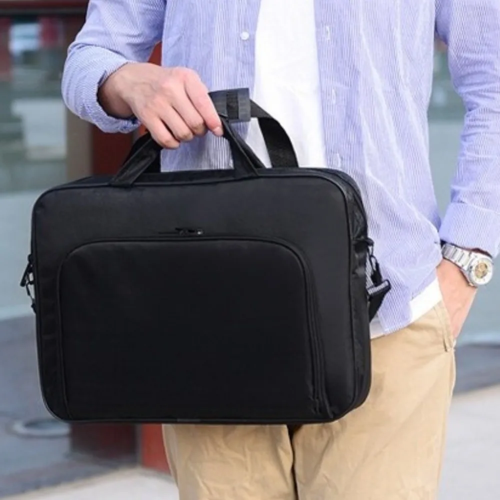 Borsa per laptop da 15 pollici, 15,6 pollici, 17 pollici, con doppia cerniera, borsa a tracolla universale, impermeabile, nera, per Lenovo/Huawei - immagine 3