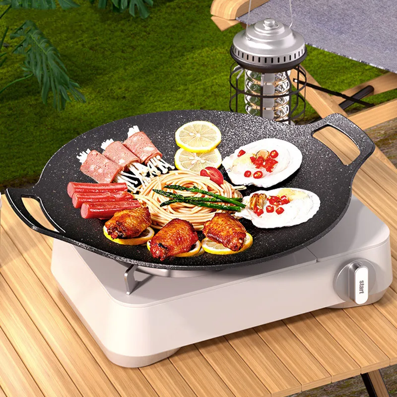 Stove Grill Pan For Samgyupsal 30cm Round Barbecue Plate Cast