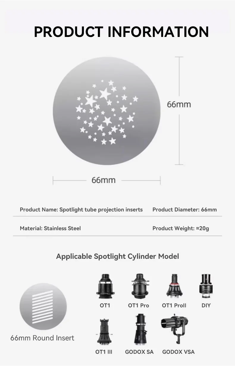 OT1 Graphic Cards for Snoot Optical Condenser Background Projection Graphic 10pc