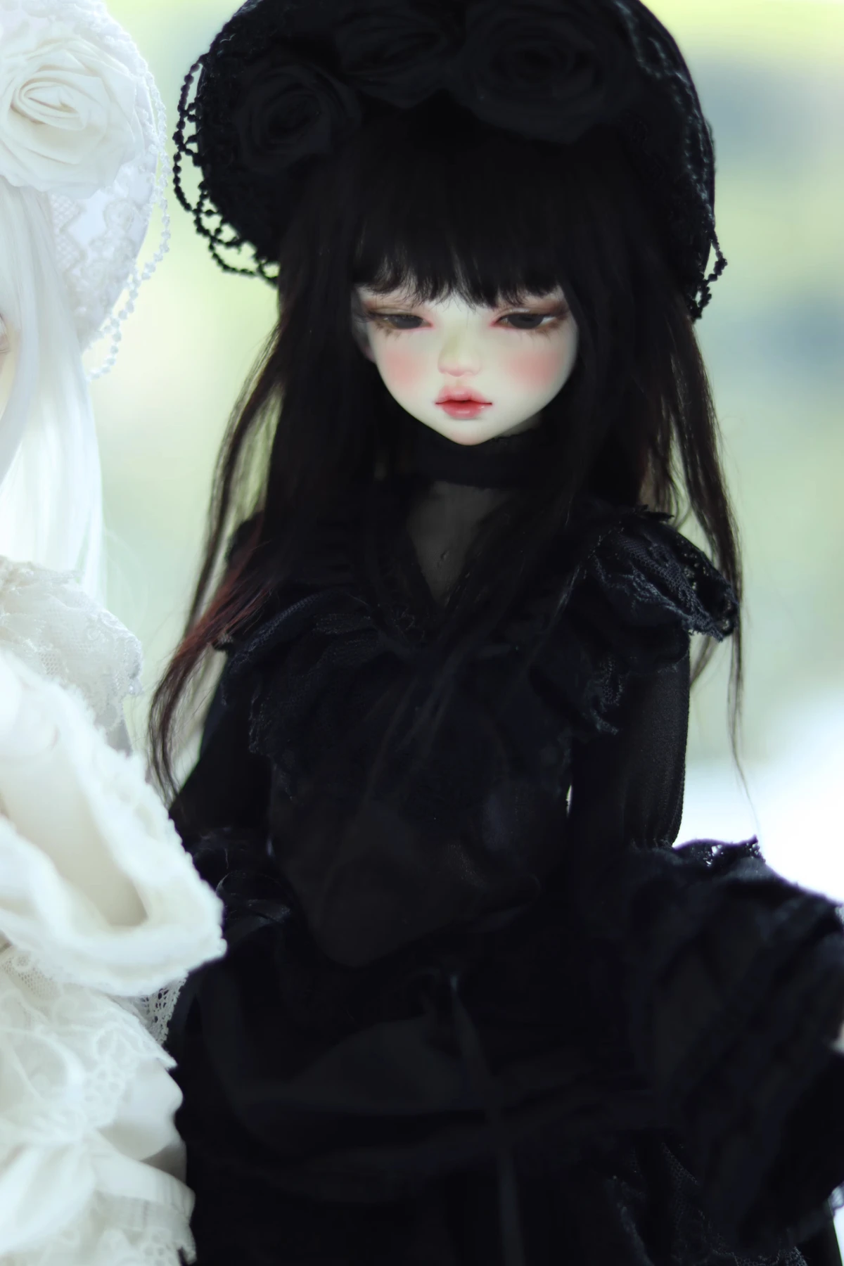 BJD doll dress twin black and white Gothic retro style skirt