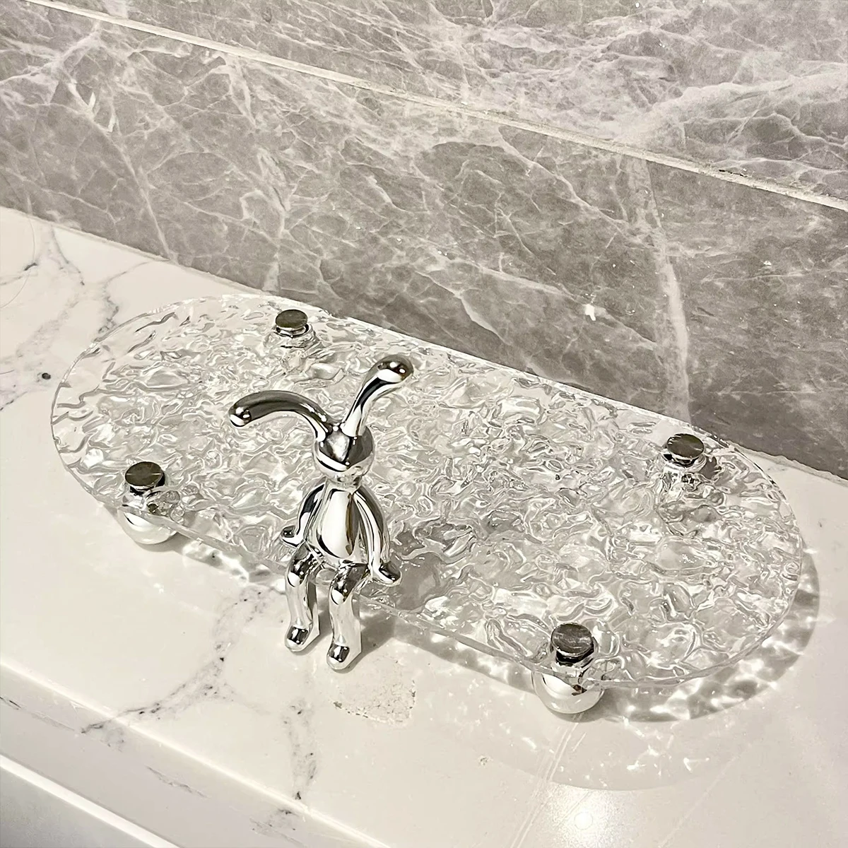 1pc Rabbit Bathroom Tray, Acrylic Washstand Tray for Two Cups, Waterproof Storage Tray, Home Organizing & Storage, Room Decorati 4