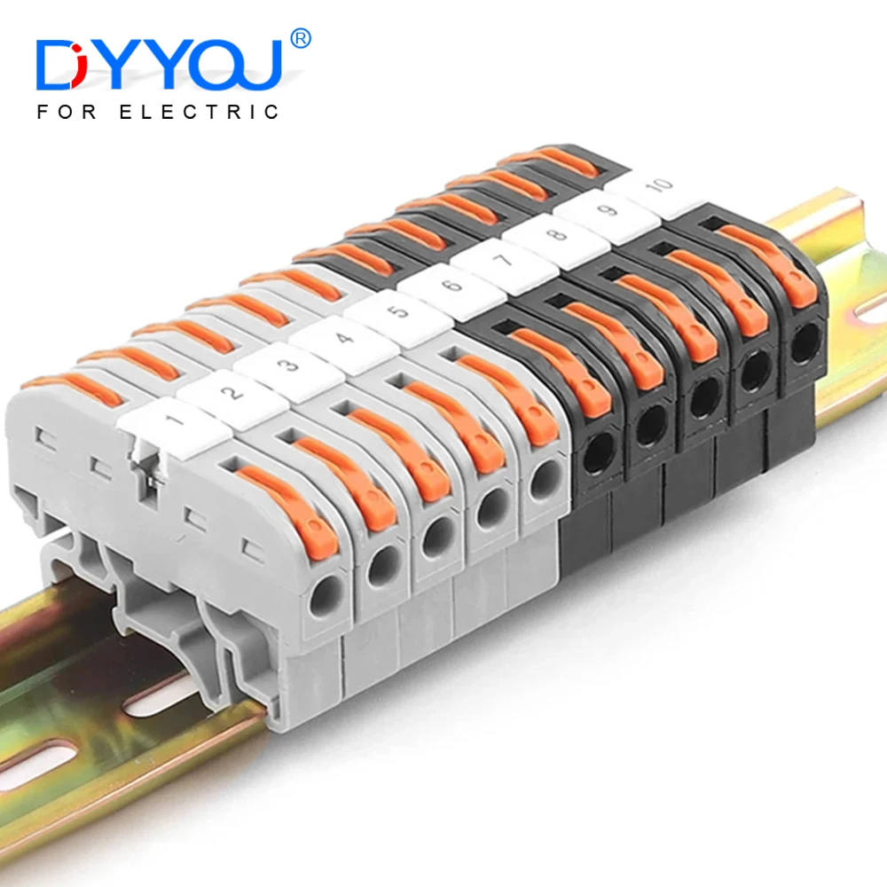 Din Rail 211 Wire Connector Quick Splice Instead Of UK Terminal Block Universal Terminal With Conductive strip and Number marker