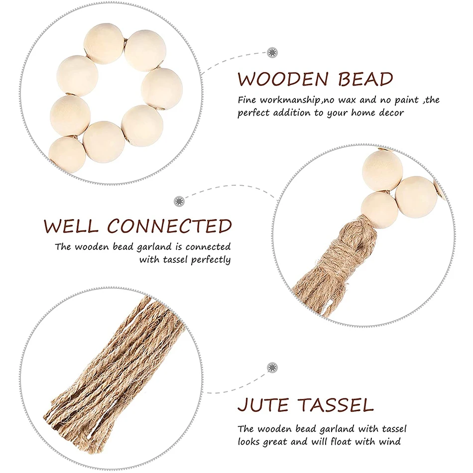 Wood Bead Napkin Rings Napkin Holders With Tassels Hand-Woven Boho Buckles For Christmas Farmhouse Wedding Home Table Decoration christmas napkin holder napkin ring
