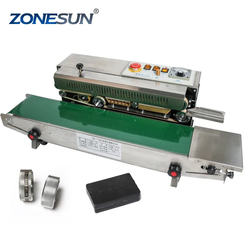 

ZONESUN ZS-FR770 Plastic Bag Soild Ink Continuous Band Sealer Sealing Machine Expanded Food Band Sealer