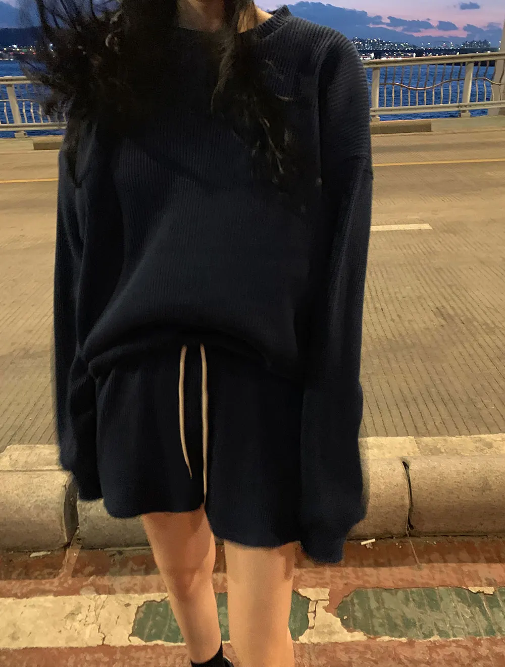Fatos de Treino para Mulher Terno o Pescoço Moletom + Shorts Casual Solto Sólida Duas Peças Manga Comprida Senhora Sweatsuits Cor 17 Computers & Electronics