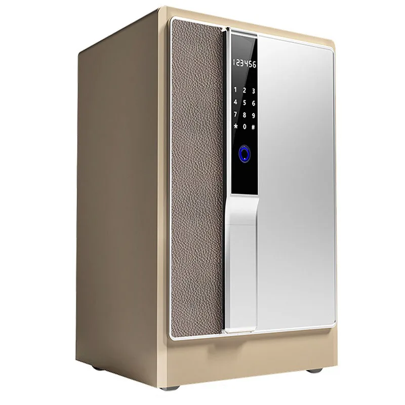 Electronic Lock Intelligent Fingerprint Password Safe Cabinet Alloy Steel Frame PU Leather Anti-theft Bedside Safe Deposit Box