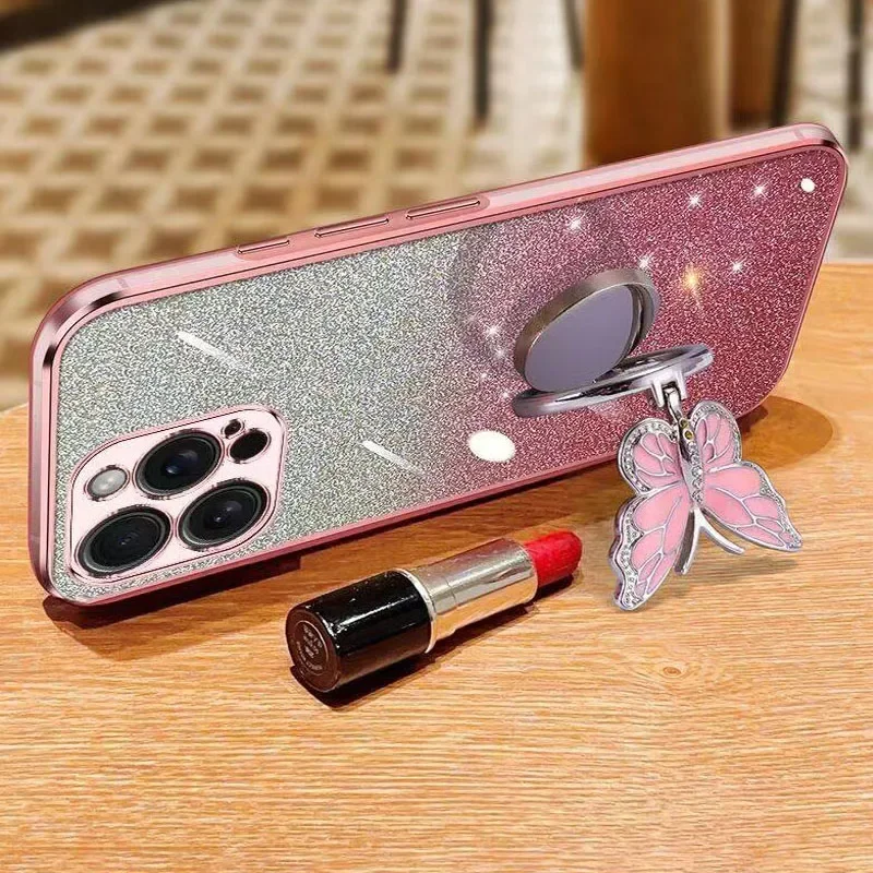 3D Butterfly Ring Stand Soft Phone Case