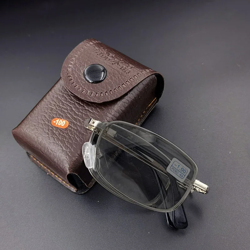 New Foldable Photochromic Myopia Glasses for Business Men Unisex Portable Color Changing Finished Near Sight Sun Glasses To -4.0 4