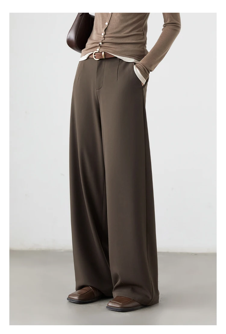 CHIC VEN Women Pants Solid Casual Slim Straight Leg Suit Wide Leg Ladies Trousers Spring Autumn 2025 Clothing for Woman
