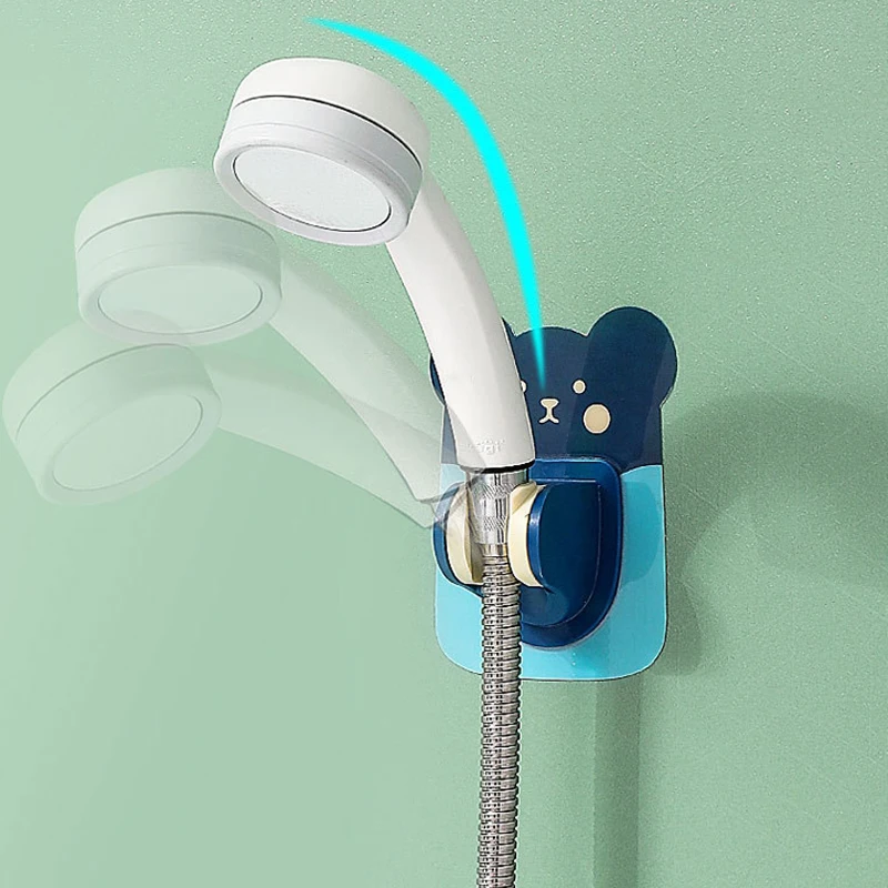 Universal Adjustable Shower Head Holder Bathroom Bracket Stable Rotation Self-Adhesive Cartoon Shower holder Child Pet