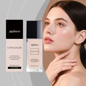 Zephoco Professional High Coverage Foundation with Hyaluronic Acid Deep Hydration Matte Makeup Base Brighten Liquid Foundation