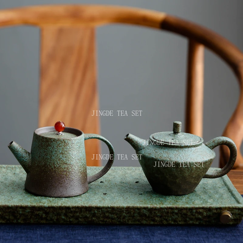 1pcs Fujian Ceramic Teapot Vintage Teapot Large Capacity Japanese Kung Fu Tea Set Hammer Pattern Craftsmanship Green Tea