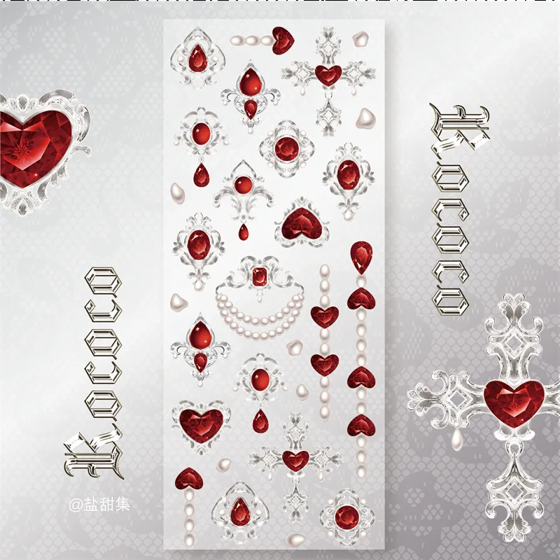 1Sheet Rococo Gorgeous Diamond Precious Gemstone Stickers Scrapbook DIY  Decorative Collage Material Stationery Photo Frame