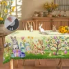 1 Easter Round Tablecloth, 5 Sizes Available, Tulip Easter Bunny Egg Garden Printed Square Tablecloth, Edge Embossing Process, Spring Garden Tablecloth Decoration, Tablecloth for Daily Home Kitchen, Terrace Use, Easter Decoration 2
