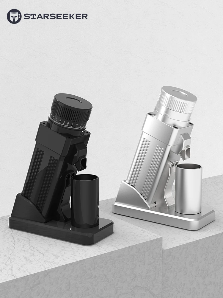 STARSEEKER E55 Electric Coffee Grinder 55MM Espresso Cone burr Stepless Fineness Adjustment Cold Brew Bean Grinder Black Sliver 2