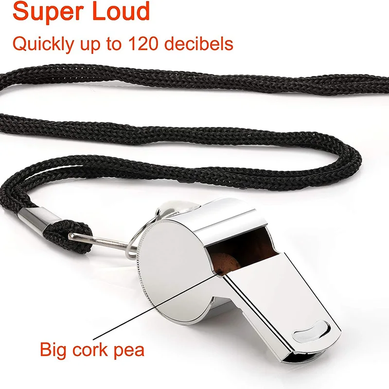 2pcs Referee Whistles Stainless Steel Super Loud Sports Whistle with Lanyard Coaches Soccer Football Rugby Emergency Whistle sport whistle soccer whistle metal whistle