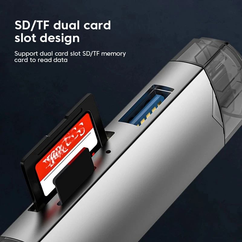 Card Reader 6-in-1 SD/TF USB3.0+Micro to Typec Universal OTG Multifunctional 5Gbps High-speed