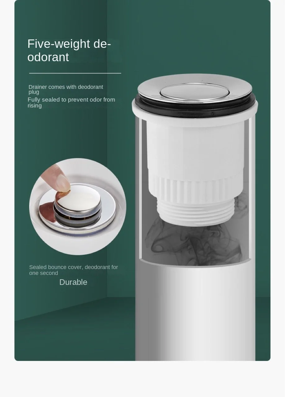 Drain pipe wash basin downcomer anti-odor artifact washbasin drainer copper sink drain pipe and cap