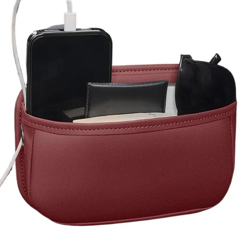 Car Pocket Organizer Vehicle Adhesive Pouch for Phone Car Seat Leather Storage Pocket for Glasses Phones Keys and Cards Sunglass