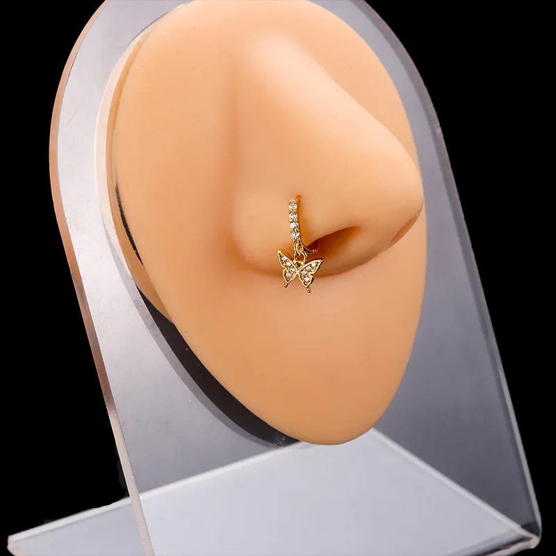 Anneaux de piercing en antarctique pour femmes, 1 pièce, pendentif en forme de cœur, papillon, œil porte-bonheur, anneau indien