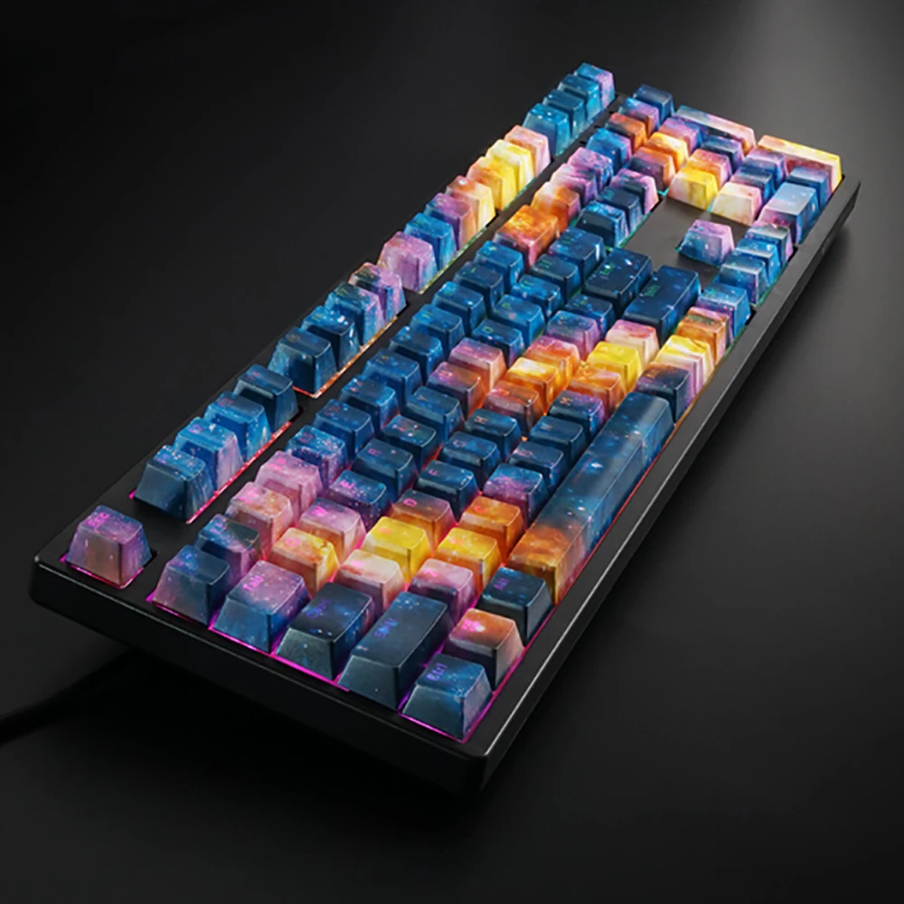 

Sun Night starry sky version mechanical keyboard key cap 108 key water transfer printing light transparent 87/104 FILCO
