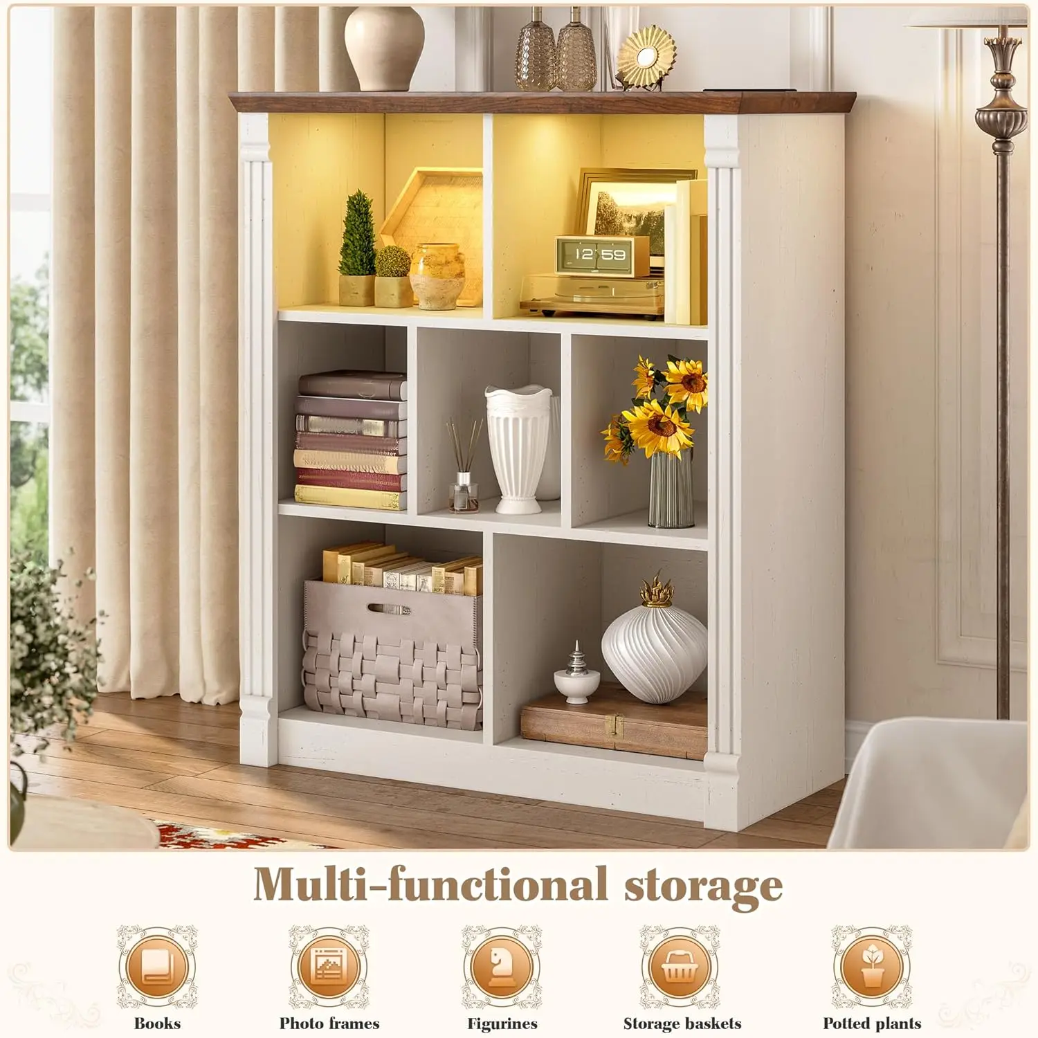 7-Cube Storage Organizer with LED Light & Charging Station 2