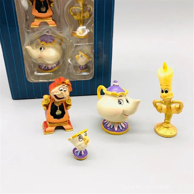 Disney Beauty and The Beast 4Pcs Children's Cake Decorating Home with Animated Character Gifts Interior Decorating Hands 1