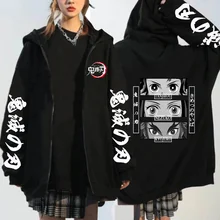 

Anime Demon Slayer Kimetsu No Yaiba Zip Up Hoodies Kyojuro Rengoku Nezuko Kamado Tanjiro Kamado Eyes Manga Zipper Jackets Coats