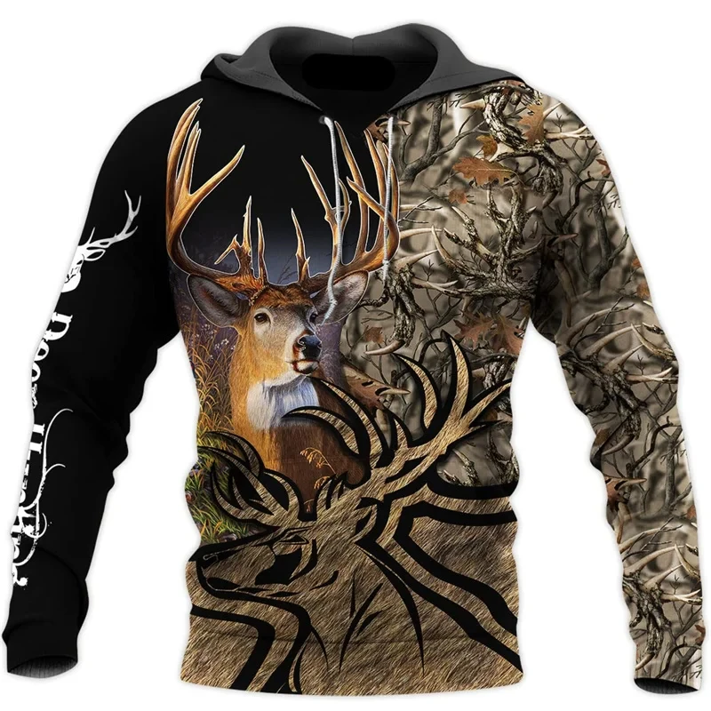 

Deer Hunting Camo Graphic Hoodie Men Clothing 3D Hunter Camouflage Printed New In Hoodies Women Harajuku Fashion Y2k Pullove top