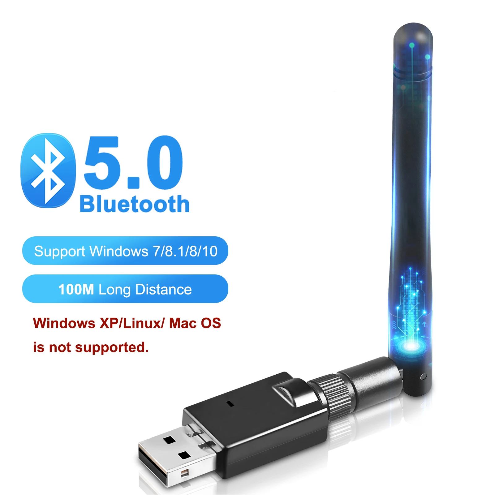  Long Range USB Bluetooth Adapter for PC USB Bluetooth Dongle  Wireless Bluetooth Adapter for Headphones Speakers, 328FT / 100M,5.0  Bluetooth Transmitter Receiver for Windows 10/8 / 8.1/7 : Electronics