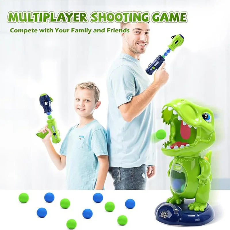 Movable Dinosaur Shooting Toys for Kids,Electronic Target Shooting Games with 2 Pump Gun,48 Balls Party Favor Toys with Score Re 4