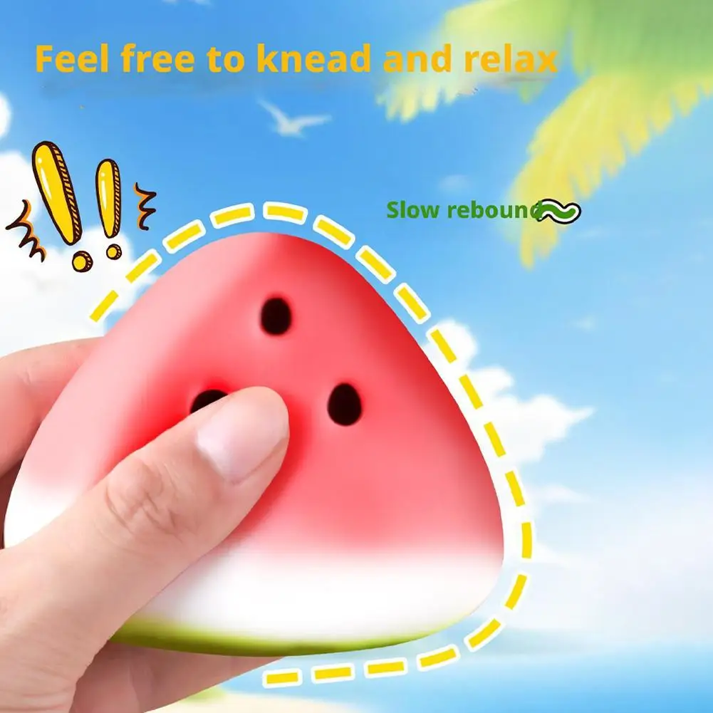 Quetschbares Wassermelonen-Fidget-Spielzeug, Anti-Stress, langsam aufsteigend, Frucht zum Knautschen, Stressabbau, lustiges Druckreduzierer-Requisit für Kinder – Detail 3