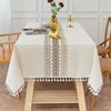 Rustic Embroidery Tablecloths Cotton Linen Coffee Leaves Pattern Rectangle Waterproof Table Covers for Kitchen Living Room Decor 1