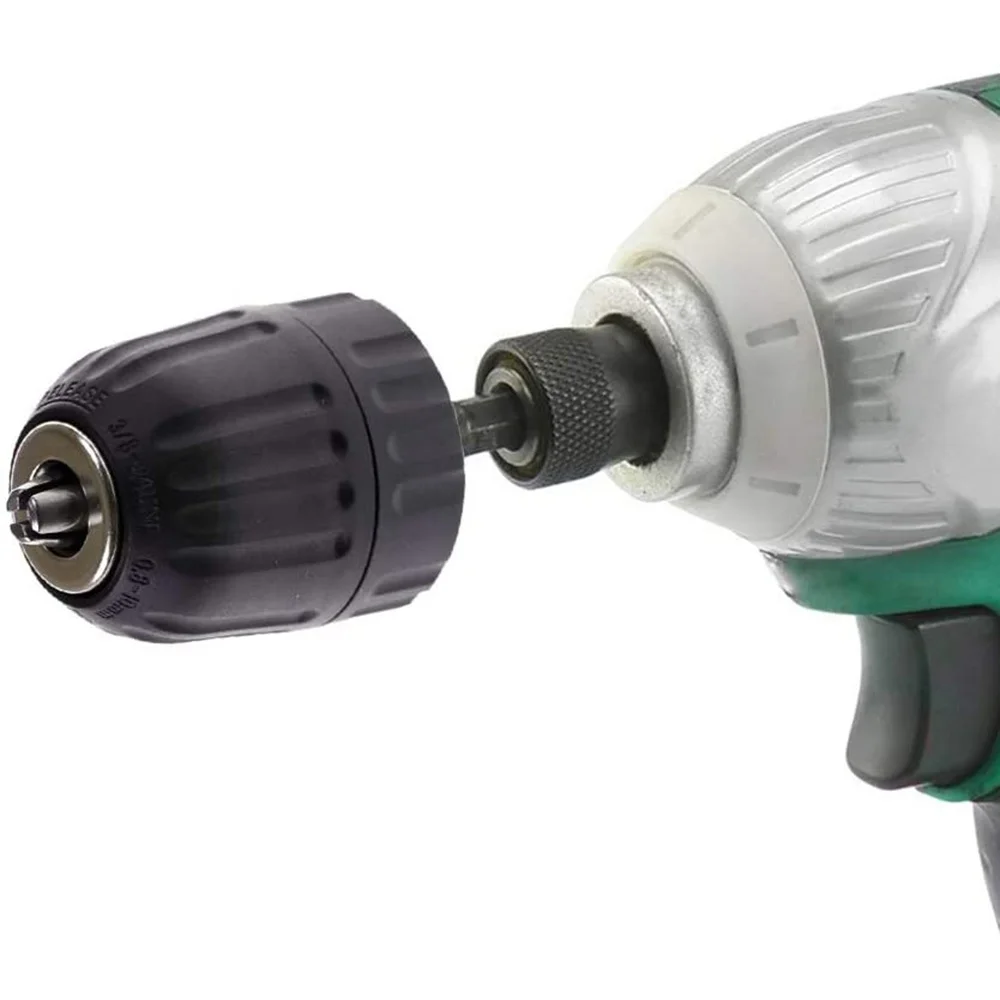 0.8-10mm Keyless Drill Chuck Converter 3/8"-24UNF Thread Quick Change Adapter 1/4" Hex Shank