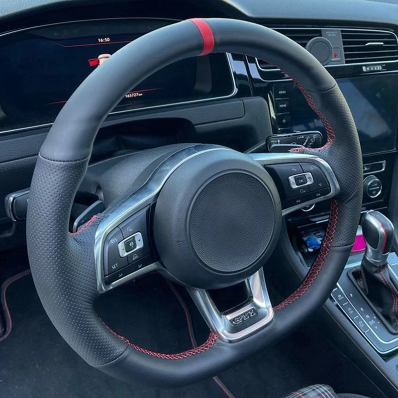 

Автомобильные аксессуары, чехол на руль из натуральной кожи для Volkswagen VW Golf R MK7 Golf 7 GTI VW Polo GTI Scirocco 2015 2016
