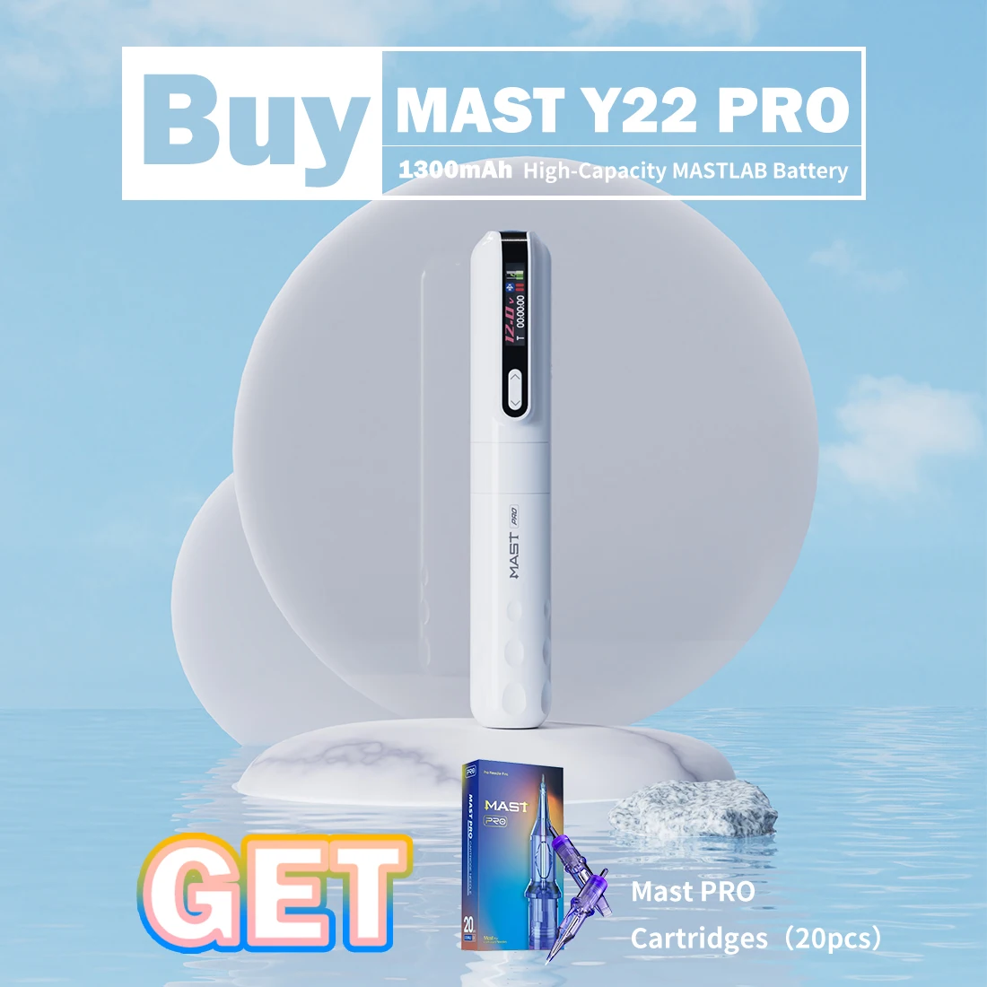 MAST Y22 プロワイヤレスタトゥーマシンバッテリーペン LED