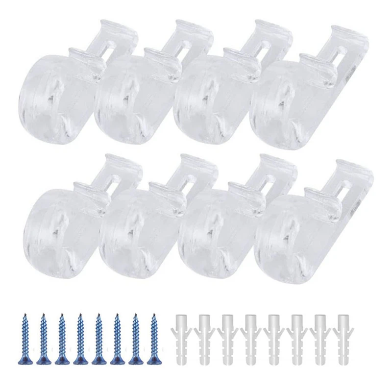 8Pcs Curtain Clear P Clips Hook,Roller Blind Clips Child Safety Chain Cord P Clip Hooks For Vertical Roman Roller Blinds