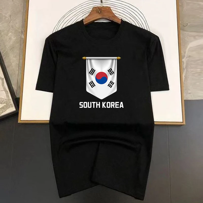 Magliette da uomo in 100% cotone I Love Korea Stampate Street Retro Manica corta Hip Hop Tops Maglietta oversize Uomo Larga_voghion.com