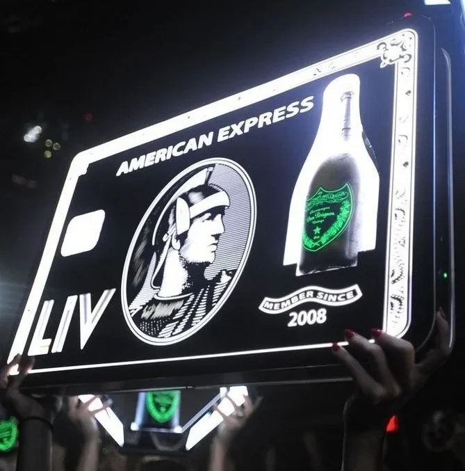 US Dollar 100 Benjamin Bill Bar Bottle Presenter LED Rechargeable Champagne Glorifier VIP Service Tray for Lounge Bar Nightclub
